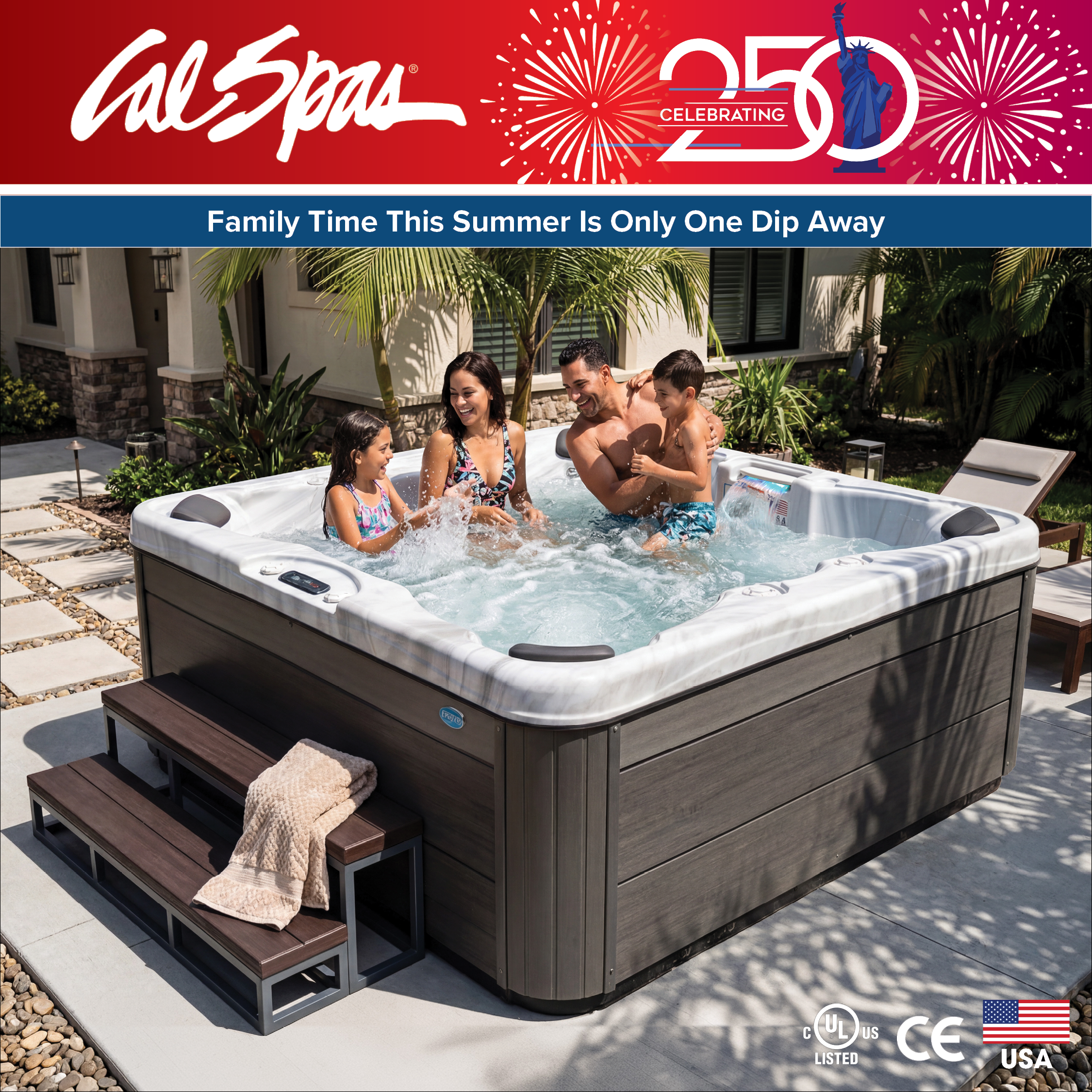 Calspas hot tub being used in a family setting - Hampton
